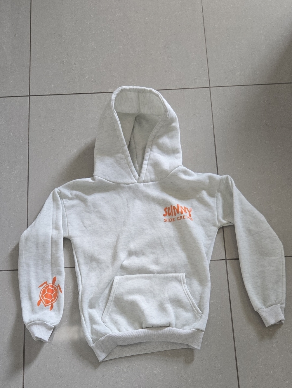 Sunny Side Crew Kids' White Hoodie with Orange Accent
